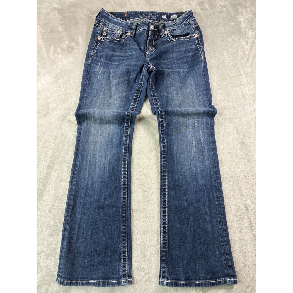 Miss Me Easy Boot Jeans Womens 27 Dark Wash Embellished Western JE5734ER